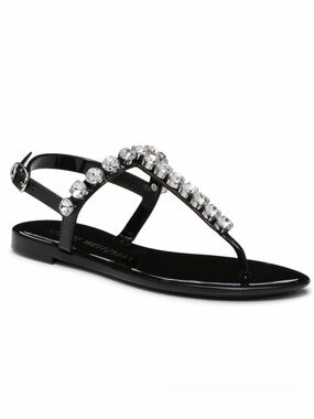 Stuart Weitzman crystal jelly sandal 7 black